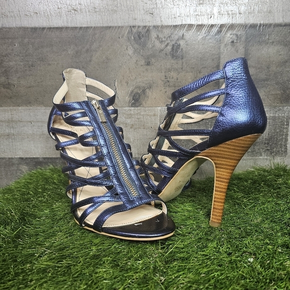 Isola Strappy Blue High Heel Sandals - Picture 1 of 10